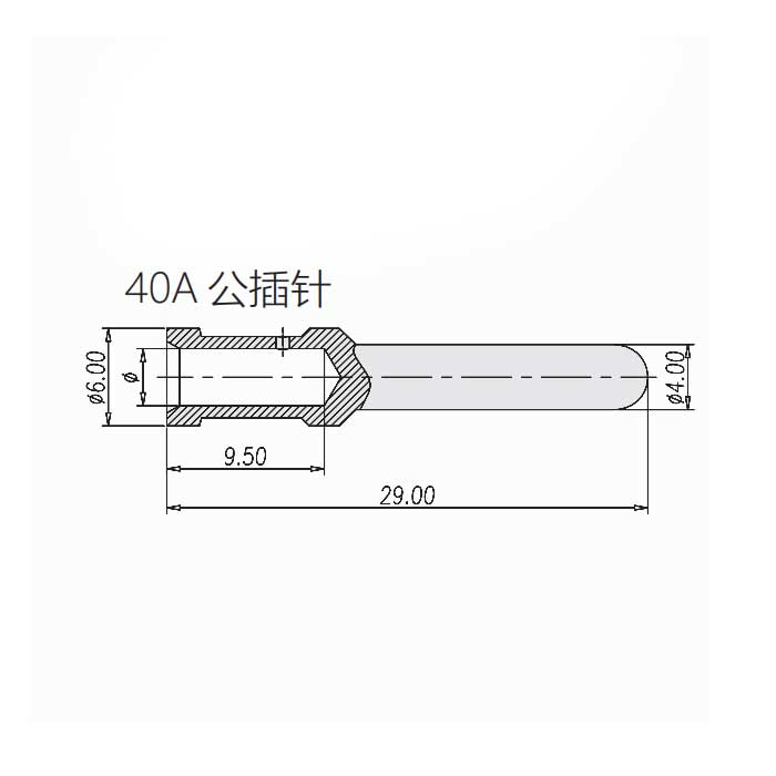 40A镀银、冷压针、公插针、线径1.5mm²、CMM-1.5、09320006104