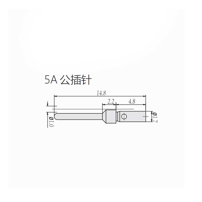 5A镀金、冷压针、公插针、线径0.33-0.52 mm²、DAM-33、09670008576