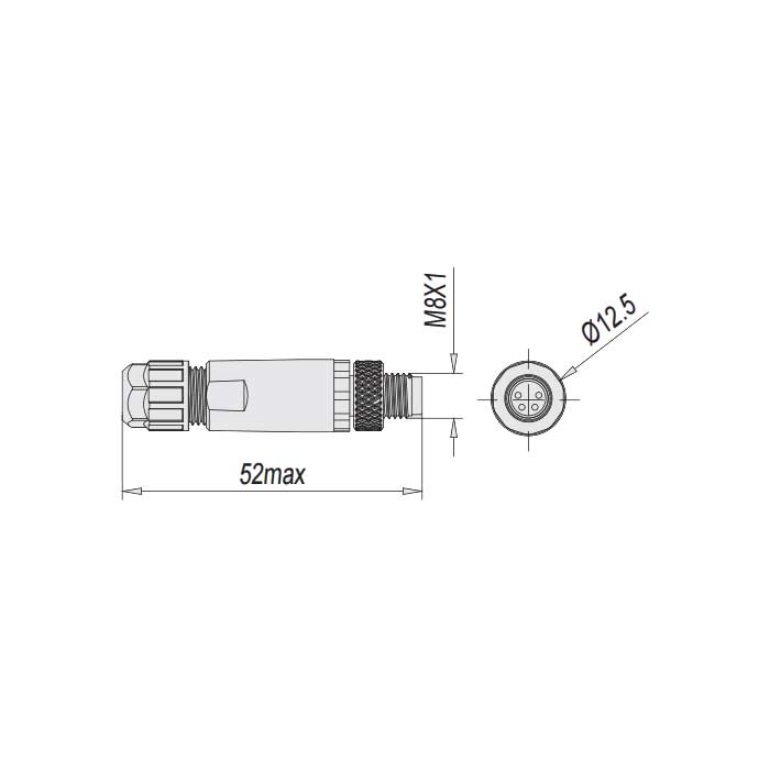 M8 4Pin、公头直型、螺钉连接、63F121