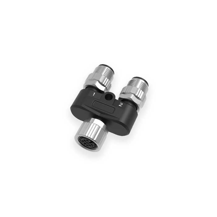 M12 5Pin母头 转 M12 3Pin公头+M12 2Pin公头、Y型连接器、645231