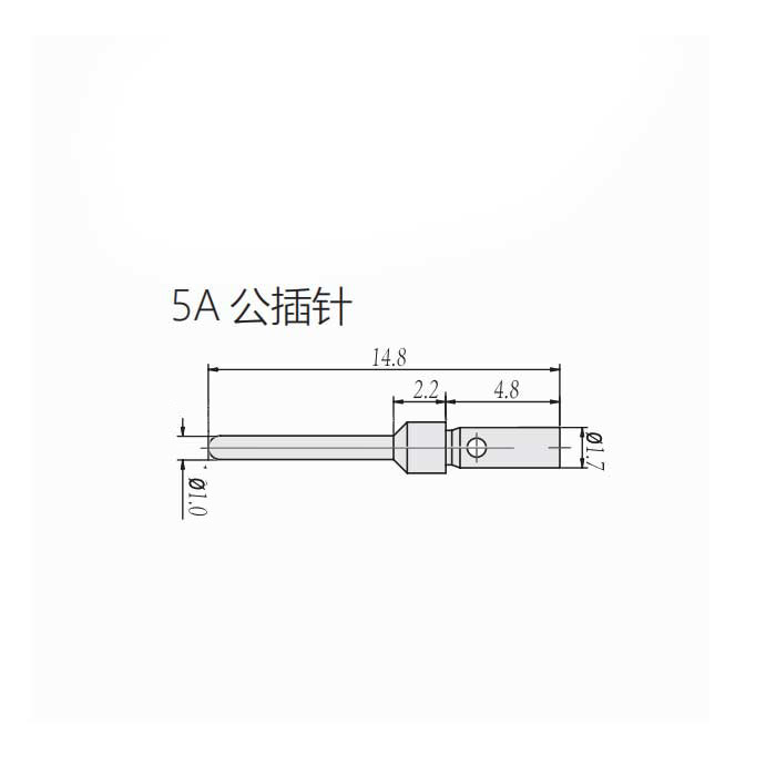 公插针、5A、镀金冷压针、线径0.09-0.25mm²、DAM-13、09670005576