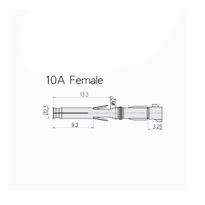 10A silver plated、DD roll leather needle、Female、Wire diameter0.5-1.5mm²、DDAF-50、09160243101-2