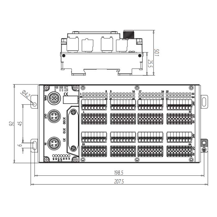 CC-Link协议、IP20、64DI/DO 自适应、PNP、端子式、远程模块、009D73