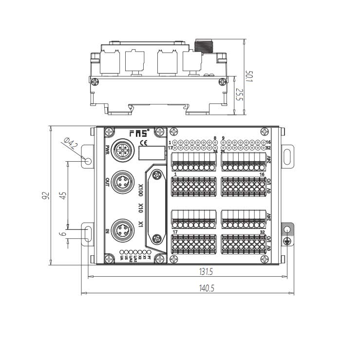 CC-Link协议、IP20、32DI/DO 自适应、NPN、端子式、远程模块、009D51