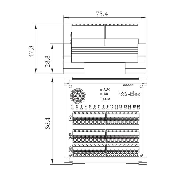IP20、IO-Link Hub、NPN、16DI/DO 可配置、端子式模块、00BS12