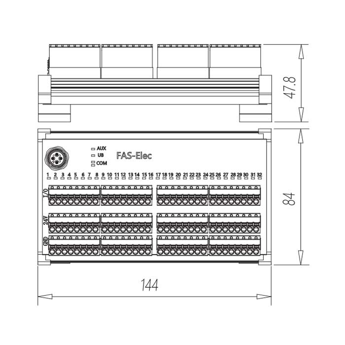 IP20、IO-Link Hub、PNP、32DO、端子式模块、00BH14