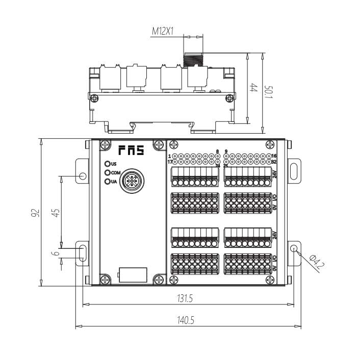 IP20、IO-Link从站、PNP、32DI/DO 自适应、Class B、端子式模块、009C53