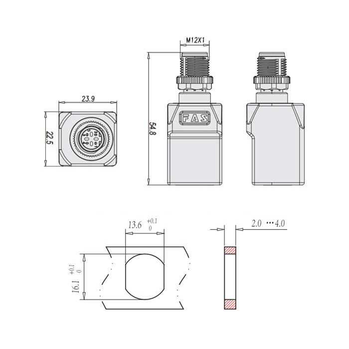M12 4Pin D-coded 公头直型转RJ45直角型、0C4ES3