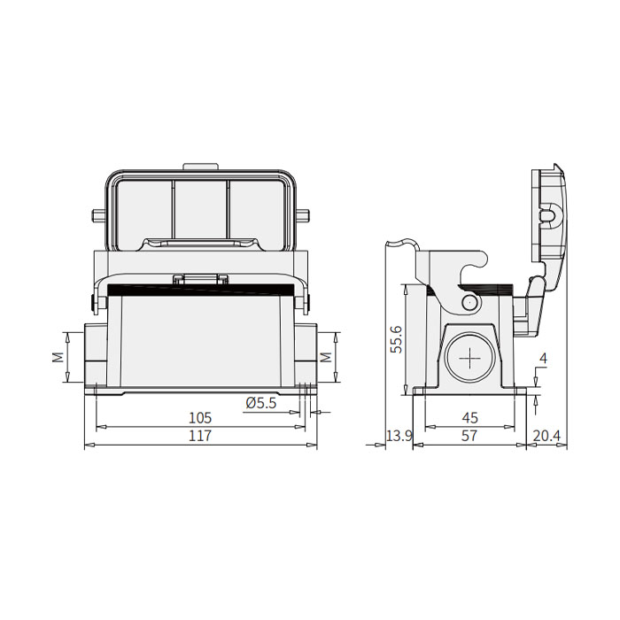 下壳 表面安装带盖、H16B-SDR-LB-M25、19300161256