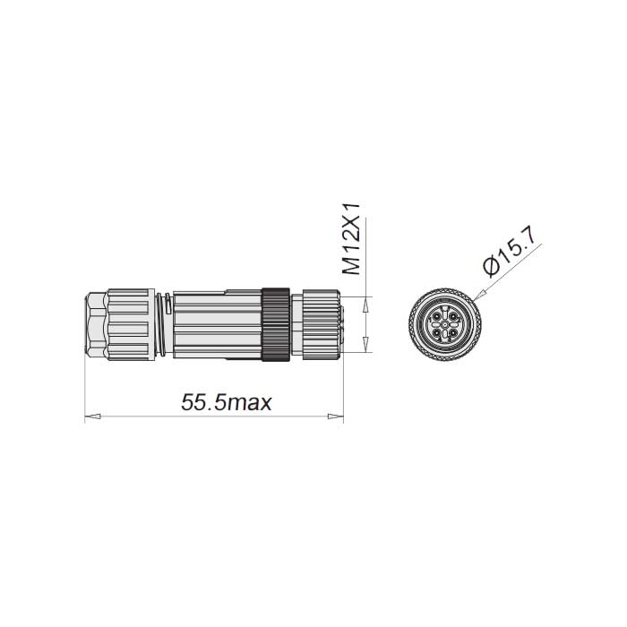 M12 4Pin、母头直型、食品级、直插式端子、64F949