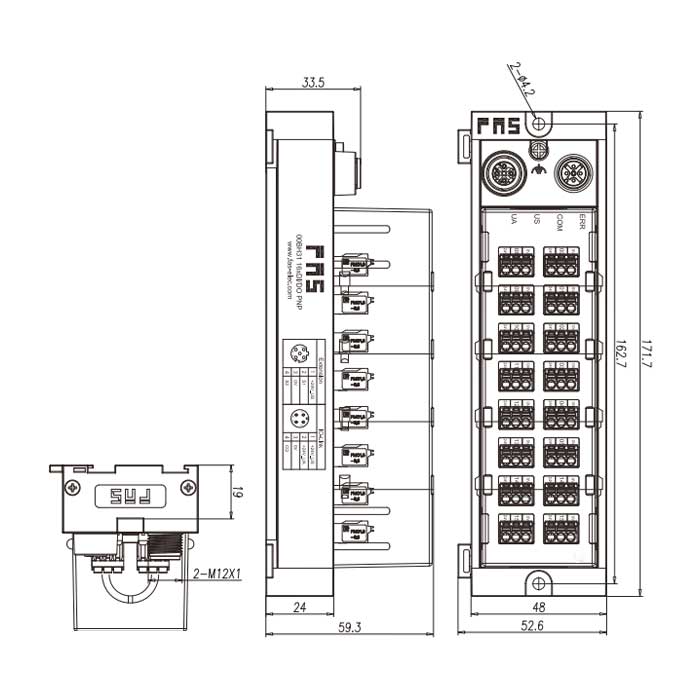 IP20、IO-Link Hub、NPN、16×DI/DO 自适应、Class A、扩展模块、00BS31