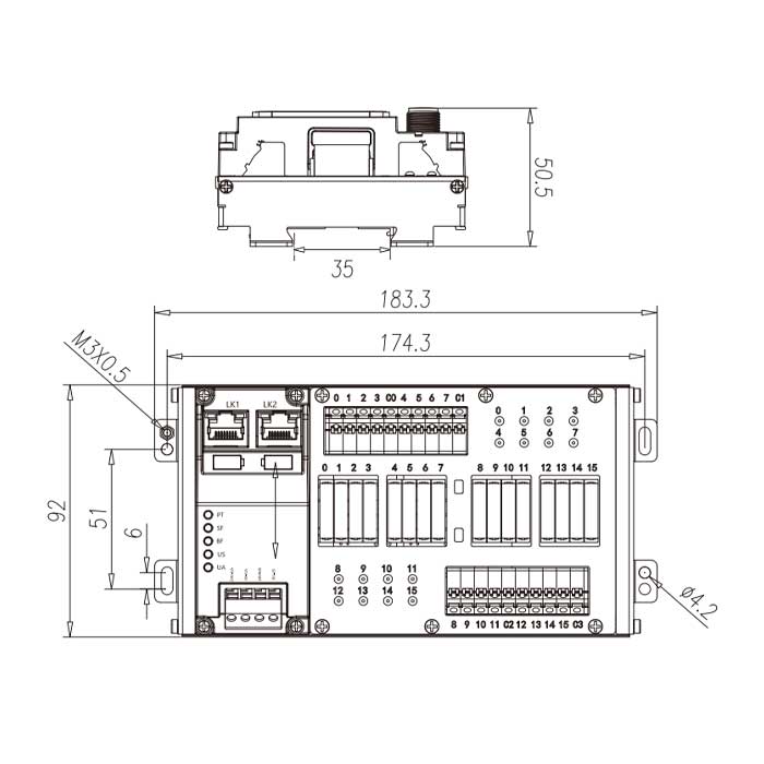 PROFINET 协议、IP20、16 继电器、端子式、RJ45网口、远程模块、009AF1