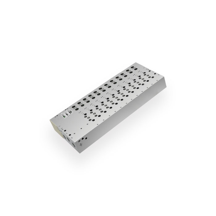 气路板、12个阀位、用于板式阀，规格G1/8、FFAS-L1-14WB-G14-12-GR、1583507