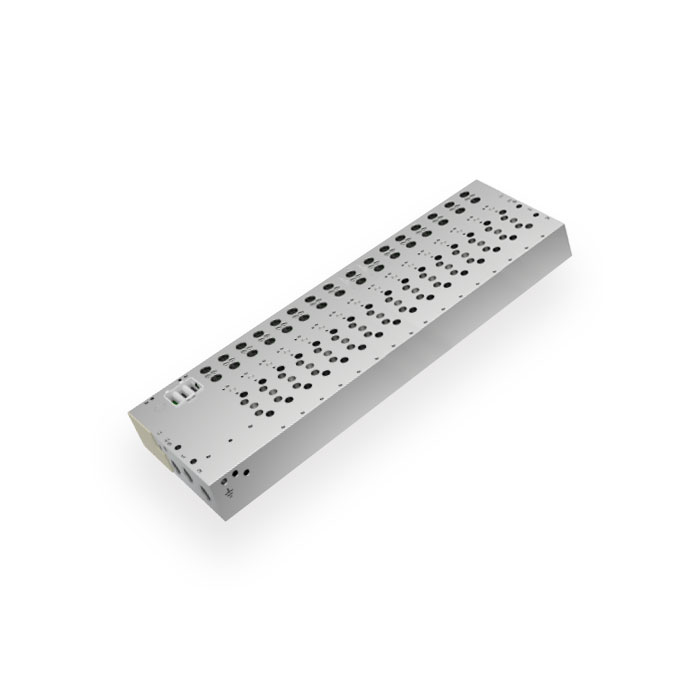 气路板、16个阀位、用于板式阀，规格G1/4、FAS-L1-18WB-G38-16-GR、1494921