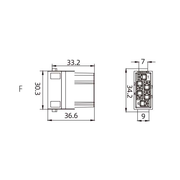 HM模块、母接插、线规0.5-2.5mm²、HM-006-FS、09140063103