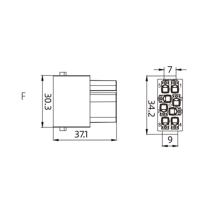 HM模块、母接插、线规0.5-2.5mm²、HM-008-FS、09140083103