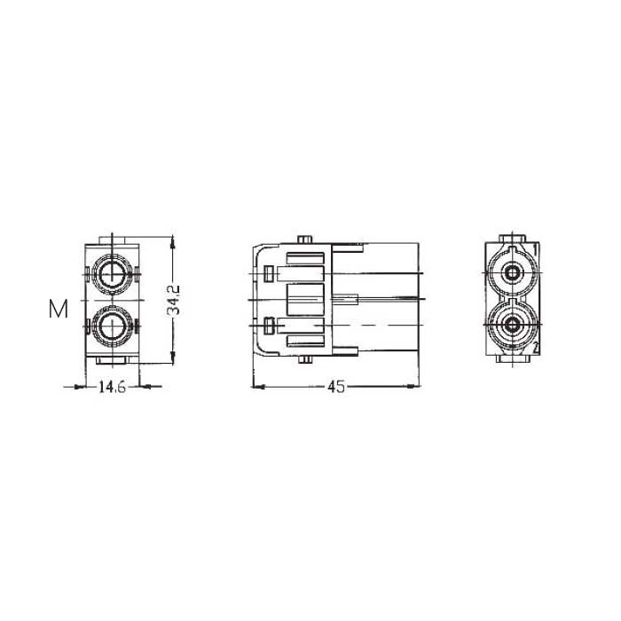 HM模块、公接插、线规4-25 m㎡、HM-A02-M、09140023043