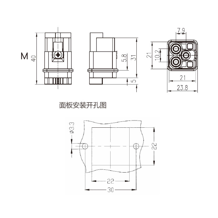 公芯件、轴向压接、适配H3A外壳、HQ-002-M(2.5-6mm²)、09120023001